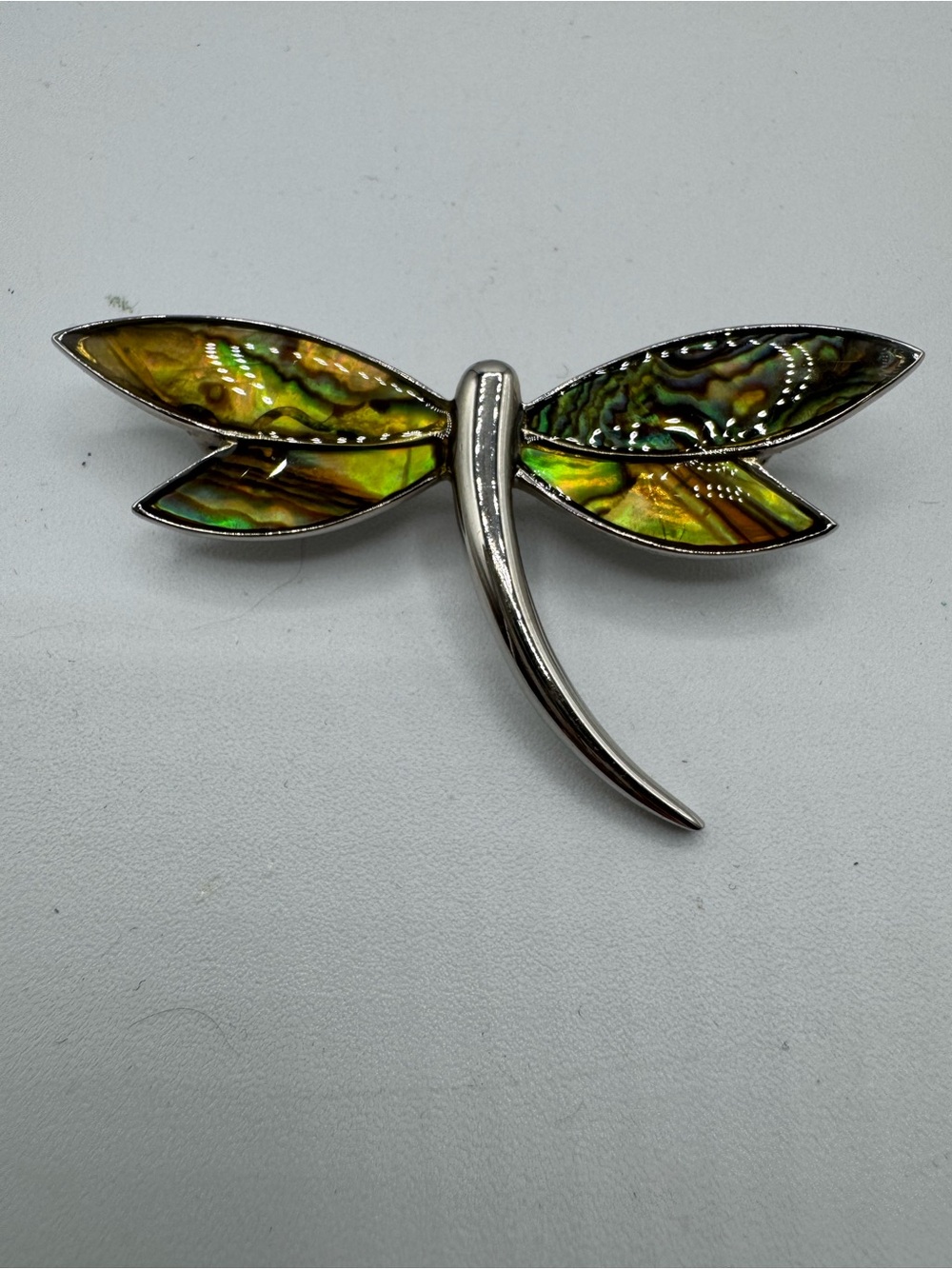 Lia Sophia Brooch Pin Silver Tone Abalone Shell Wings Dragonfly Beautiful